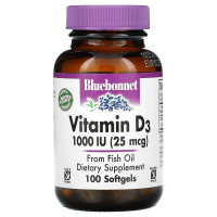 Bluebonnet Nutrition, Vitamin D3, 1000 МЕ (25 mcg), 100 Softgels