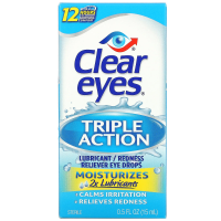 Clear Eyes, Triple Action, увлажняющие / снимающие покраснение капли для глаз, 15 мл (0,5 жидк. унц.)