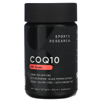 Sports Research, коэнзим Q10 с экстрактом BioPerine и кокосовым маслом, 100 мг, 120 вегетарианских капсул
