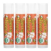 Sierra Bees, Органические бальзамы для губ, масло ши и аргановое масло, 4 в упаковке, по 4,25 г (0,15 унц.) каждый