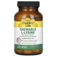 Country Life, Chewable L-Lysine, With Vitamin D and Elderberry, 300 mg, 60 Chewable Tablets