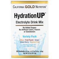 California Gold Nutrition, HydrationUP, смесь для напитка с электролитами, комбинированный набор из 20 пакетов весом 0,15 унции (4,2 г) каждый