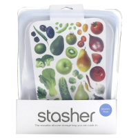 Stasher, Многоразовый силиконовый пищевой контейнер на пол галлона, прозрачный, 64,2 ж. унц. (1,92 л)
