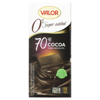 Valor, 0% добавленного сахара, 70%-ный темный шоколад, 3,5 унции (100 г)
