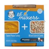 Gerber, Lil 'Mixers, для малышей от 8 месяцев, батат, индейка, смесь злаков и морковь, 159 г (5,6 унции)