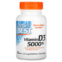 Doctor's Best, Витамин D3, 5000 МЕ (125 мкг), 360 желатиновых капсул