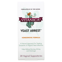 Vitanica, Yeast Arrest, средство для здоровья влагалища, 28 вагинальных суппозиториев