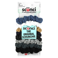 Scunci, Мини-резинки для волос No Damage, Mini Scrunchies, разные цвета (деним), 8 штук