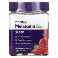 Natrol, Жевательные таблетки, мелатонин, клубника, 5 мг, 90 штук