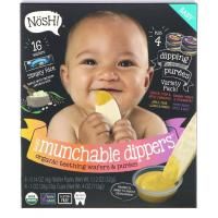 NosH!, Baby Munchables Dippers, органические вафли и пюре для прорезывания зубов, ассорти, 8 вафель и 4 стаканчика для макания
