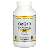 California Gold Nutrition, Коэнзим Q10 фармацевтической чистоты (ФСША) с Bioperine, 200 мг, 360 растительных капсул