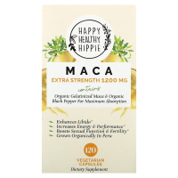 Happy Healthy Hippie, мака, с повышенной силой действия, 1200 мг, 120 вегетарианских капсул (600 мг в 1 капсуле)