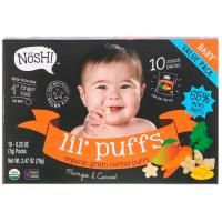 NosH!, Baby Lil 'Puffs, органический снек из цельных воздушных зерен, манго и морковь, 10 штук по 0,25 унц. (7 г)