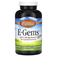 Carlson Labs, E-Gems Elite, натуральный витамин E, 400 МЕ, 240 мягких желатиновых капсул