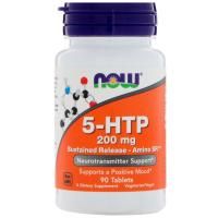 Now Foods, 5-HTP, длительное усвоение, Amino SR, 200 мг, 90 таблеток