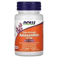 NOW Foods, Астаксантин тройного действия, 12 мг, 60 растительных капсул