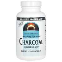 Source Naturals, Древесный уголь, 260 мг, 200 капсул