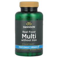 Swanson, Men's Daily, Real Food Multi, без железа, 90 растительных капсул