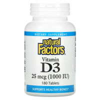 Natural Factors, Витамин D3, 1000 МЕ, 180 таблеток