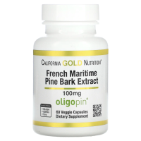 California Gold Nutrition, Французский экстракт коры приморской сосны, олигопин, антиоксидант полифенол, 100 мг, 60 вегетарианских капсул