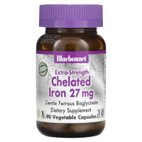 Bluebonnet Nutrition, Дополнительная сила хелатированного железа, 27 мг, 90 вегетарианских капсул