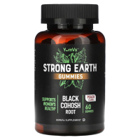 YumVs, Strong Earth, жевательные мармеладки, корень черного кохоша, персик, 60 жевательных таблеток