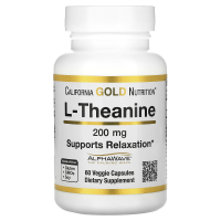 California Gold Nutrition, L- теанин, AlphaWave, способствует расслаблению, успокоению и концентрации, 200 мг, 60 вегетарианских капсул