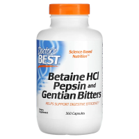 Doctor's Best, Горькая настойка из бетаина гидрохлорида, пепсина и генцианы (Betaine HCl, Pepsin & Gentian Bitters), 360 капсул
