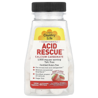 Country Life, Acid Rescue, кальция карбонат, со вкусом ягод, 1000 мг, 60 жевательных таблеток
