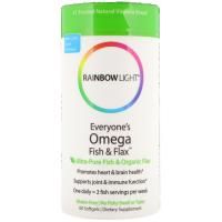 Rainbow Light, Омега-3 рыбий жир и льняное масло для всех, 60 капсул