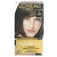 L'Oreal, Краска для волос Superior Preference с технологией против вымывания цвета и системой придания сияния, натуральный, средний коричневый 5, на 1 применение