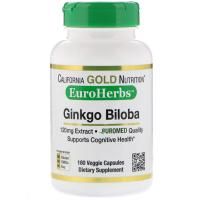 California Gold Nutrition, Экстракт листьев гинко билоба, EuroHerbs, европейское качество, 120 мг, 180 вегетарианских капсул