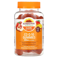 Sundown Naturals, Q10, коэнзим, со вкусом персика и манго, 200 мг, 100 жевательных мармеладок (100 мг в 1 жевательной таблетке)