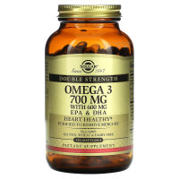 Solgar, Omega-3, ЭПК и докозагексановая кислота, Двойная сила (700 мг), 120 капсул