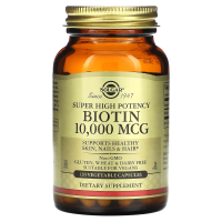 Solgar, Биотин (Biotin), высокоэффективный, 10 000 мкг, 120 растительных капсул