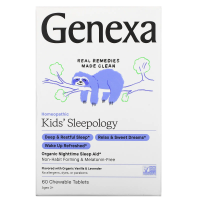 Genexa, Children's Sleepology, Organic Nighttime Sleep Aid, Vanilla Lavender Flavor, Ages 3+, 60 Chewable Tablets