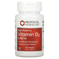 Protocol for Life Balance, Vitamin D3, High Potency, 5000 МЕ, 120 Softgels