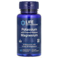 Life Extension, Калий с магнием пролонгированного действия, 60 вегетарианских капсул