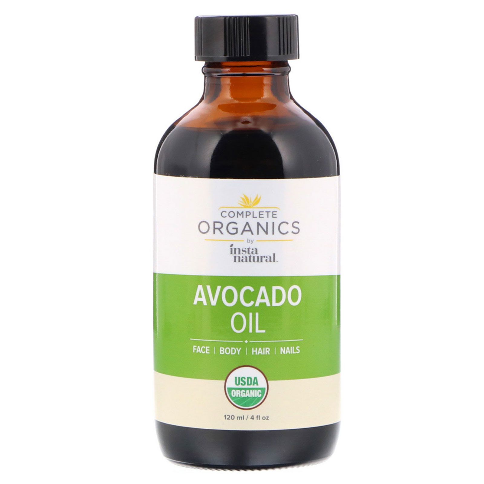 InstaNatural, Complete Organics, масло авокадо, 120 мл (4 жидких унции) .