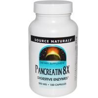 Source Naturals, Панкреатин 8X, 500 мг, 100 капсул