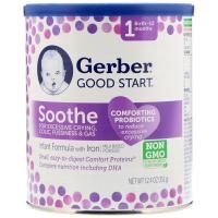 Gerber, Good Start, Успокоение, молочная смесь для младенцев с железом, этап 1, с рождения до 12 месяцев, 351 г