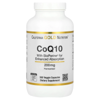California Gold Nutrition, Коэнзим Q10 фармацевтической чистоты (ФСША) с Bioperine, 200 мг, 360 растительных капсул