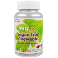 VegLife, Железо растительного происхождения,  вкус ягод, 60 жевательных таблеток