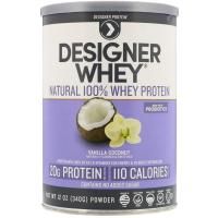 Designer Protein, Designer Whey, натуральный 100% сывороточный протеин, со вкусом ванили и кокоса, 12 унц. (340 г)