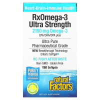 Natural Factors, Ultra Strength RxOmega-3, 150 желатиновых капсул Enteripure