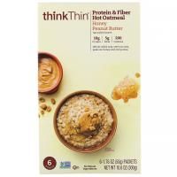 Think Thin, Овсянка с протеинами и клетчаткой для приготовления горячих блюд, арахисовая паста с медом, 6 пакетов по 50 г (1,76 унции)