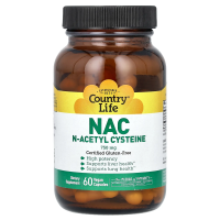 Country Life, NAC, N-ацетилцистеин, 750 мг, 60 вегетарианских капсул