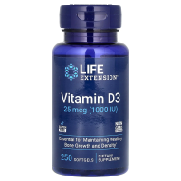 Life Extension, Витамин D3, 1000 МЕ, 250 капсул