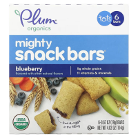Plum Organics, Батончики Mighty Snack, черника, 6 батончиков, каждый по 0.67 унц. (19 г.)