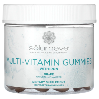 Solumeve, Мультивитаминные жевательные таблетки, без желатина, вкус винограда, 100 вегетарианских жевательных таблеток